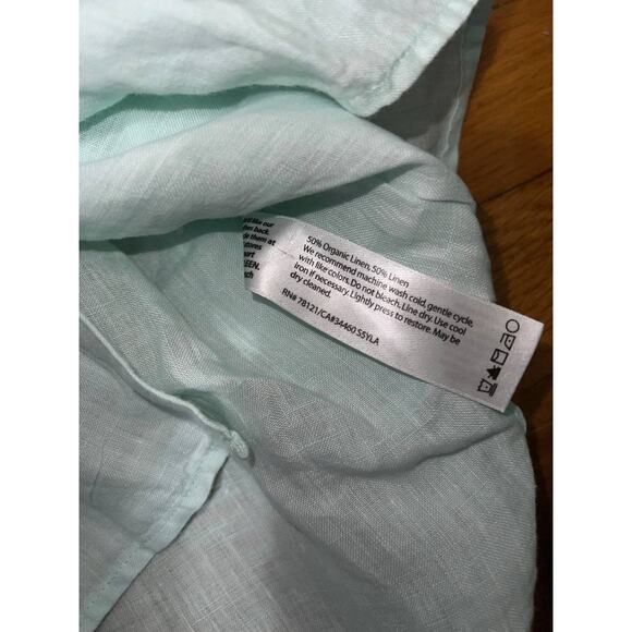 EILEEN FISHER Women Handkerchief Button Organic Linen Classic Collar Shirt M - Picture 9 of 10